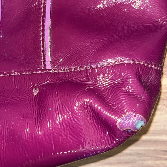 Coach poppy patent leather purple glam tote with crossbody strap - Picture 6 of 16